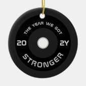 重量挙げバーベルフィットネス2022写真クリスマス セラミックオーナメント (正面)