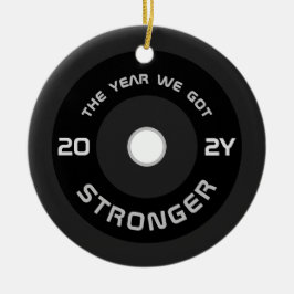 重量挙げバーベルフィットネス2022写真クリスマス セラミックオーナメント