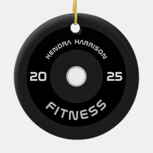 重量挙げバーベルフィットネス2022 パーソナライズされた セラミックオーナメント (裏面)