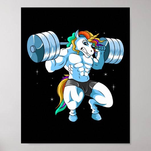 重量挙げバーベル – Unicornおもしろい重量挙げ ポスター (正面)