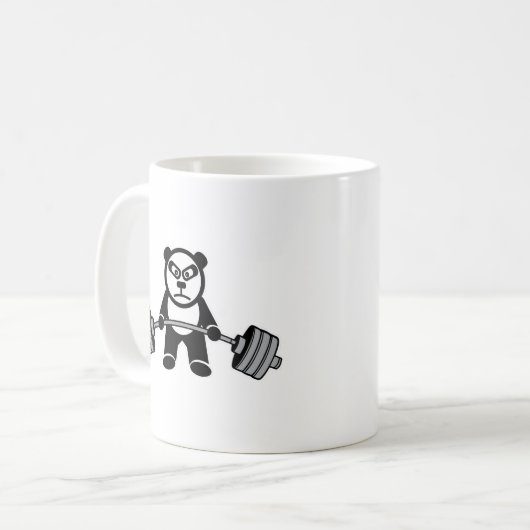 重量挙げパンダ熊アニメ – トレーニング コーヒーマグカップ (正面左)