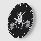 重量挙げパンダ熊アニメ – トレーニング ラージ壁時計 (傾斜)