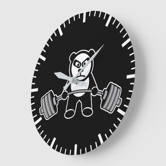 重量挙げパンダ熊アニメ – トレーニング ラージ壁時計 (傾斜)