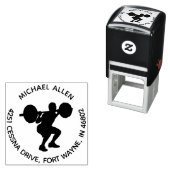 重量挙げパーソナライズされた板シルエットラウンドアドレス セルフインキングスタンプ (インサイチュ)