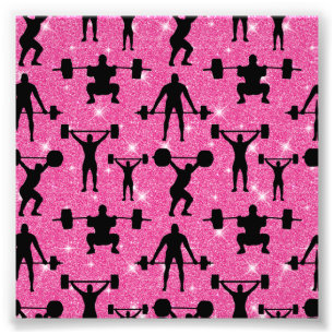 重量挙げフィットネストレーニングスポーツピンクグリッター フォトプリント           