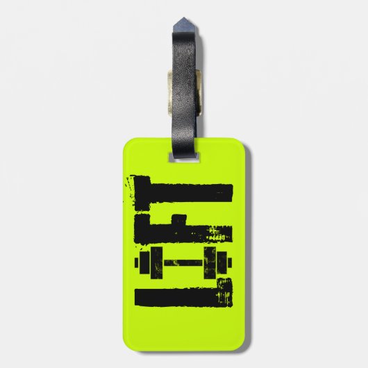 重量挙げリフト電動イエロー簡単 – スポット ラゲッジタグ (裏面縦)