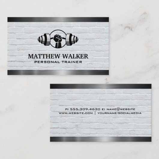 重量挙げロゴ |レンガとメタル 名刺 (正面/裏面)