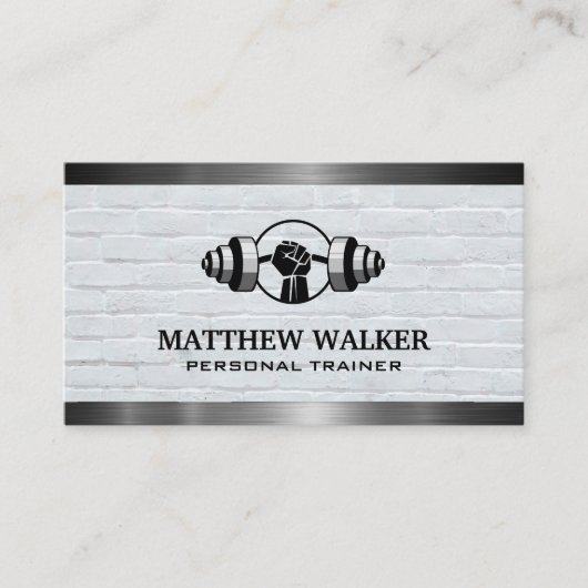 重量挙げロゴ |レンガとメタル 名刺 (正面)