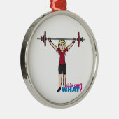 重量挙げ女の子 – ライト/ブロンド メタルオーナメント (右)