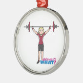 重量挙げ女の子 – ライト/ブロンド メタルオーナメント (左)