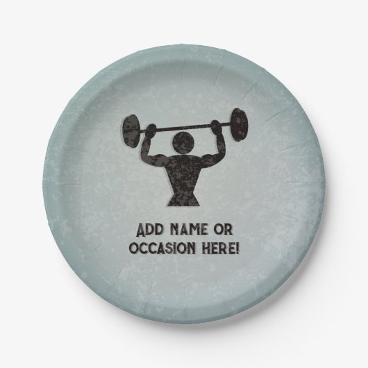 重量挙げ男とあなたのスローガン険しい外観 ペーパープレート (正面)