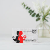 重量挙げ男性の女性 | QRコード名刺 名刺 (スタンド正面)