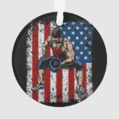 重量挙げ選手のダンベルのフィットネス オーナメント (裏面)