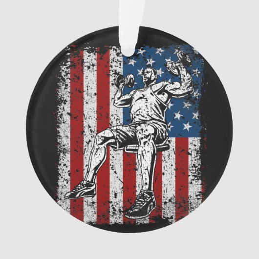 重量挙げ選手のダンベルの肩の出版物 オーナメント (正面)