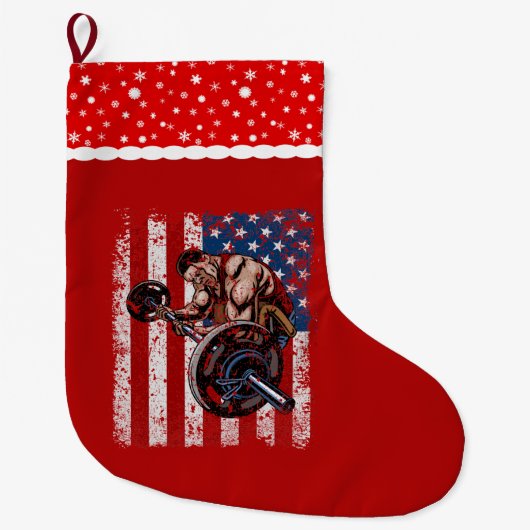 重量挙げ選手の説教者のカールの体育館 ラージクリスマスストッキング (正面)