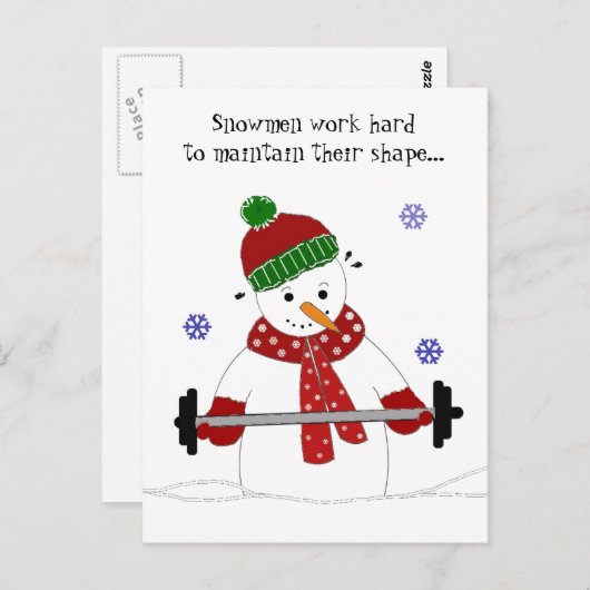 重量挙げ雪だるまとことわざ ポストカード (正面/裏面)