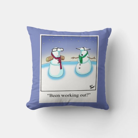 重量挙げ雪だるまユーモア枕ギフト クッション (正面)