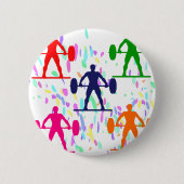 重量挙げ 缶バッジ (正面)