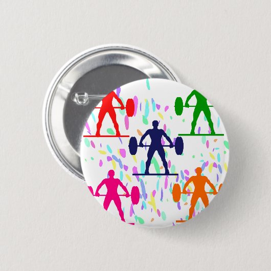 重量挙げ 缶バッジ (正面&裏面)