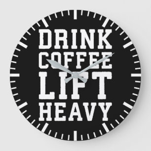 重量物を持ち上げ、コーヒーを飲む – ジおもしろいムやる気を起こさせる ラージ壁時計