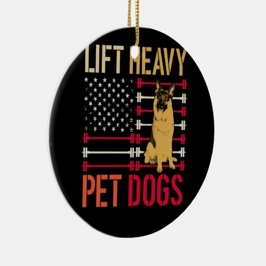 重量物用の重いペット犬のジムを持ち上げるヴィンテージ セラミックオーナメント (右)