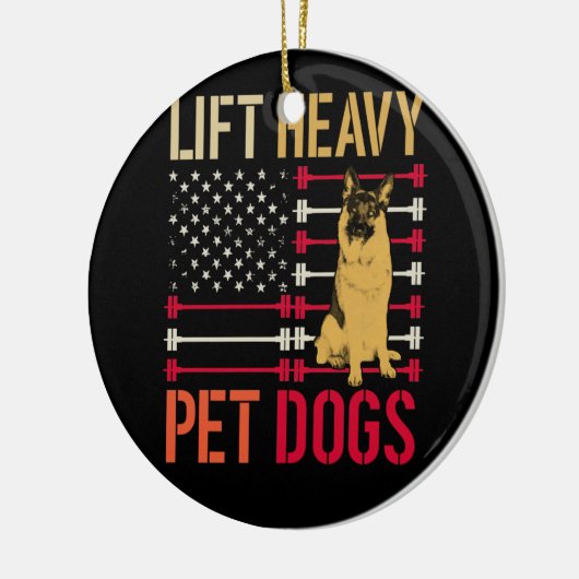 重量物用の重いペット犬のジムを持ち上げるヴィンテージ セラミックオーナメント (左)