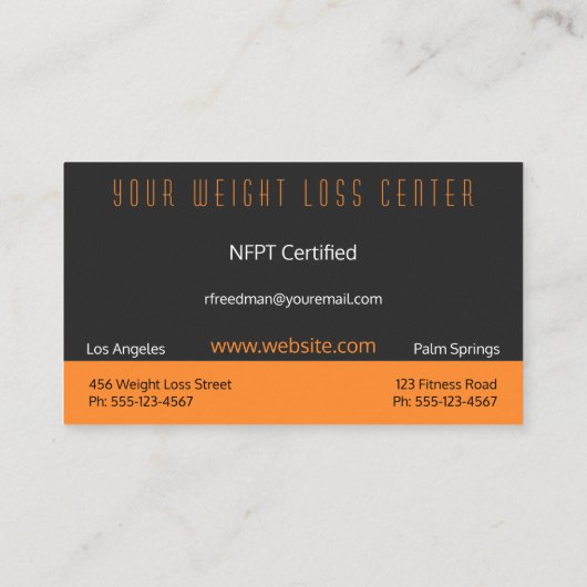 重量管理コーチディティシャン栄養士 名刺 (裏面)