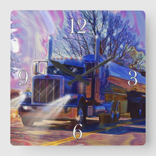 重量輸送ブルータンカーのトラックの壁時計 スクエア壁時計 (正面)
