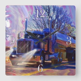 重量輸送ブルータンカーのトラックの壁時計 スクエア壁時計