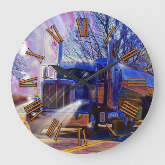重量輸送ブルータンカーのトラックの壁時計 ラージ壁時計 (正面)