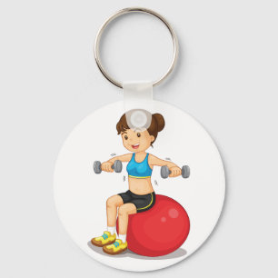 重量Keychainと運動している女の子 キーホルダー
