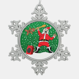 重金属のサンタ スノーフレークピューターオーナメント