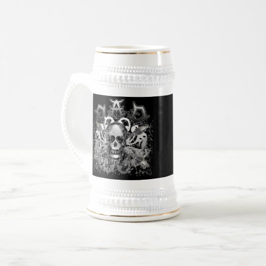 重金属のスタイルのTシャツおよびギフトのクールなパパ ビールジョッキ (正面左)