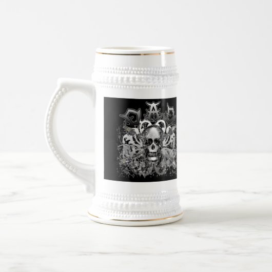 重金属のスタイルのTシャツおよびギフトのクールなパパ ビールジョッキ (左)