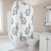 野うさぎ。森の動物とのシームレスなパターン シャワーカーテン (インサイチュ)