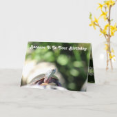 野おもしろい生の老亀 カード (黄色い花)