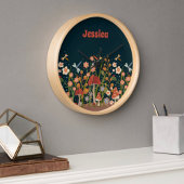 野お洒落花きのこパーソナライズされた スクエア壁時計