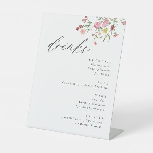 野お洒落花の結婚飲み物の看板 台座サイン (正面)