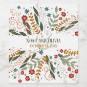 野お洒落花エレガント気モダン ワインラベル (シングルラベル)