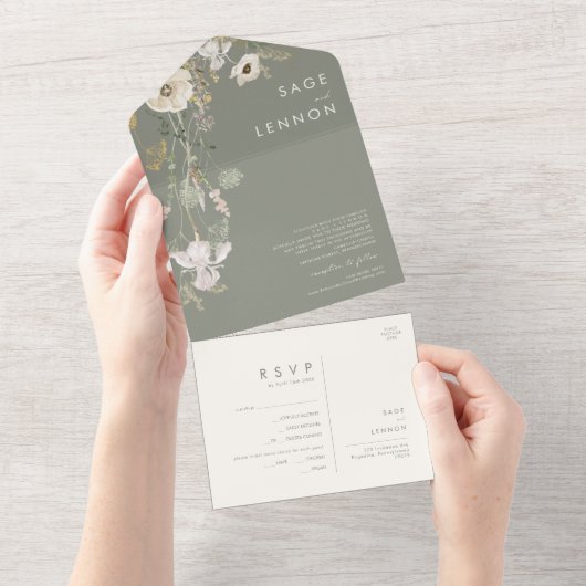 野お洒落花仙草花シールすべてを送信 オールインワン招待状 (貼ってはがせる)