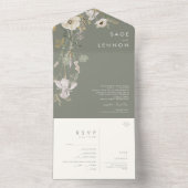 野お洒落花仙草花シールすべてを送信 オールインワン招待状 (内側)