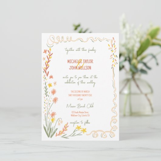 野お洒落花手引き草地結婚の 招待状 (スタンド正面)