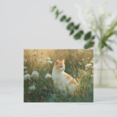 野お洒落花畑の猫 ポストカード (スタンド正面)