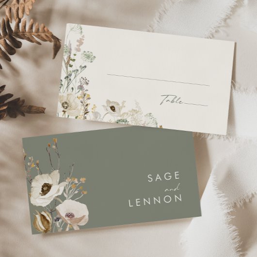 野お洒落花草原 |アイボリーフラット結婚ズ プレイスカード