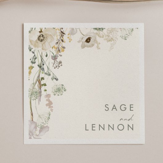 野お洒落花草原 |アイボリー結婚のナプキン スタンダードカクテルナプキン