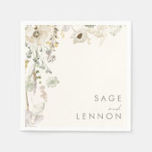 野お洒落花草原 |アイボリー結婚のナプキン スタンダードカクテルナプキン (正面)