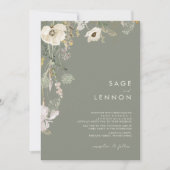 野お洒落花草原 | Sage Green 結婚's 招待状 (正面)