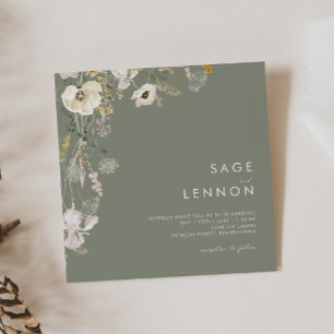 野お洒落花草原 Sage Green Square 招待状