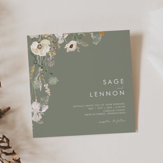 野お洒落花草原 | Sage Green Square 招待状
