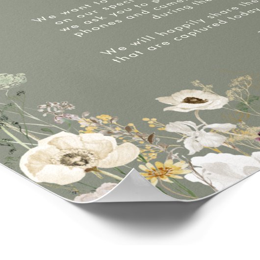 野お洒落花 |アイボリーのプラグ抜き式 ポスター (角)